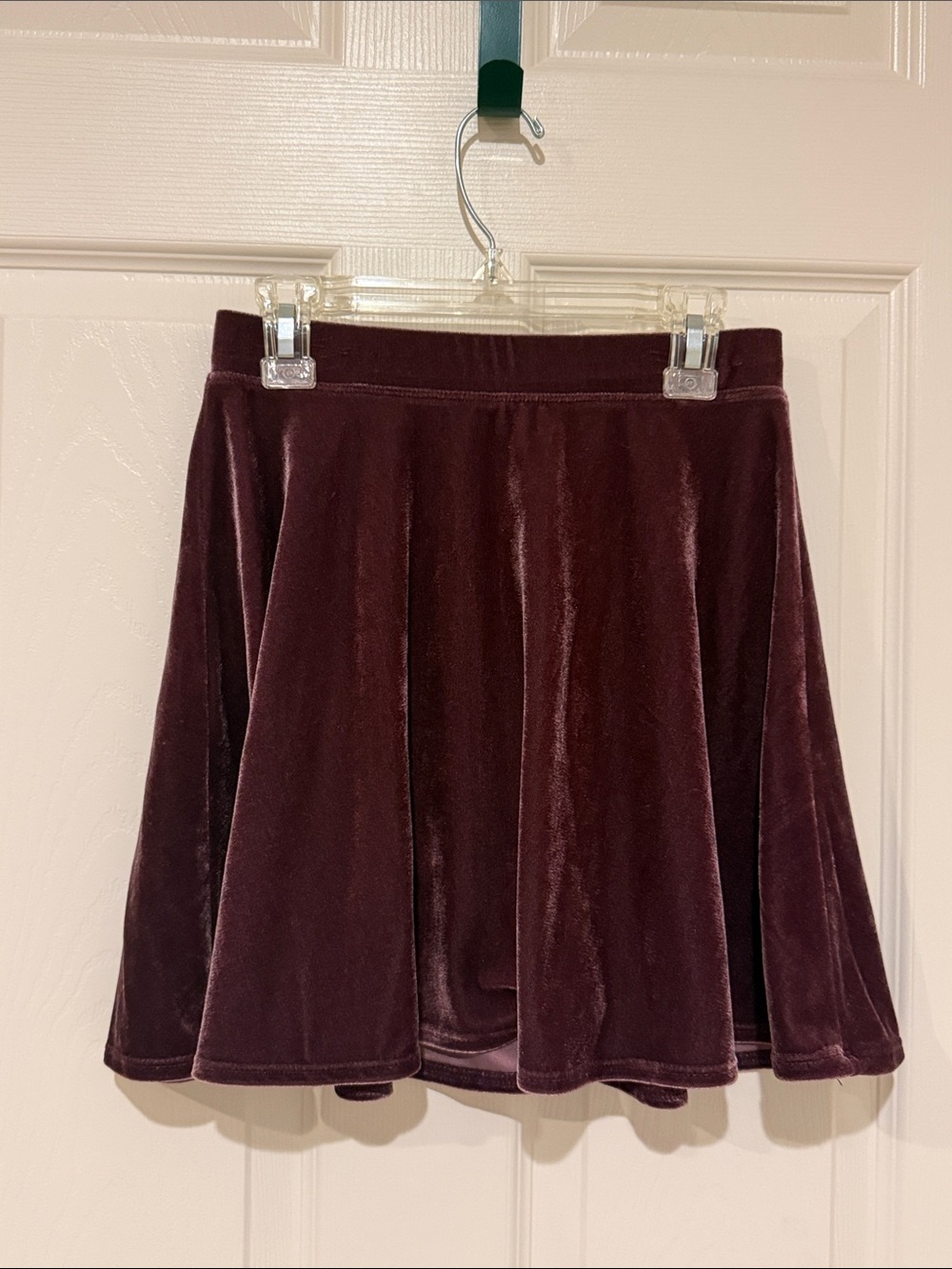 Frenchi Velvet Skater Skirt in Deep Wine